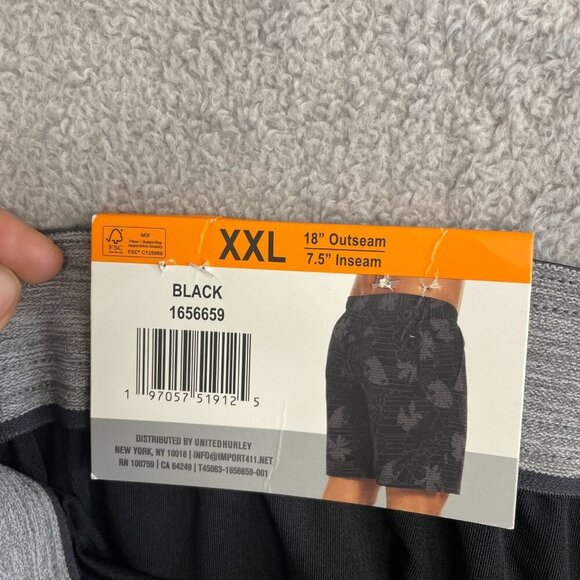 NEW Hurley Men's XXL Swim Shorts Black Floral Hawaiian Pattern - Picture 5 of 7